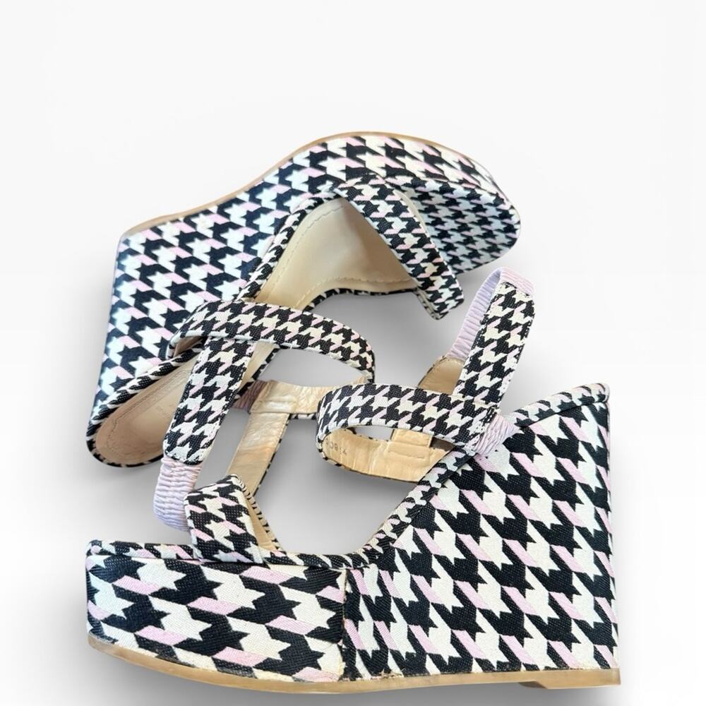 Christian Dior Volt Houndstooth Canvas Wedge Slingback Sandals EU 39 US 9 - Picture 9 of 16